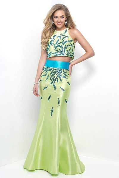 Jeweled Neck Beaded Cutout Back Zipper Jeweled Applique Mermaid General Print Floor Length Empire Waistline Dress