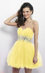 A-line Strapless Cocktail Short Sweetheart Empire Waistline Beaded Fitted Pleated Dress