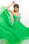 A-line Strapless Sweetheart Natural Waistline Back Zipper Beaded Open-Back Full-Skirt Dress