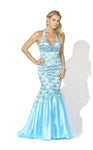V-neck Mermaid Sleeveless Natural Waistline General Print Halter Plunging Neck Evening Dress/Party Dress