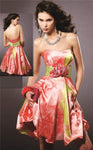 A-line Strapless Floral Print Cocktail Short Open-Back Back Zipper Ruched Sweetheart Natural Waistline Prom Dress/Party Dress