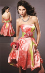 A-line Strapless Sweetheart Natural Waistline Cocktail Short Back Zipper Open-Back Ruched Floral Print Prom Dress/Party Dress