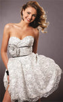 A-line Strapless Sweetheart Natural Waistline Short Applique Sequined Crystal Lace Floral Print Party Dress