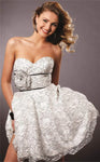 A-line Strapless Natural Waistline Sweetheart Short Sequined Crystal Applique Lace Floral Print Party Dress