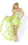 Jeweled Ruched Sweetheart Empire Waistline High-Low-Hem Short Sheath Sheath Dress/Party Dress With Ruffles