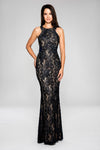 Lace Halter Natural Waistline Cutout Floor Length Sheath Sheath Dress/Evening Dress