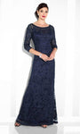 A-line Tulle 3/4 Sleeves Bateau Neck Beaded Illusion Dress With a Ribbon