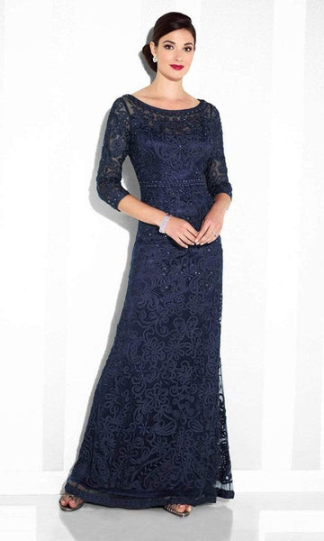 A-line Beaded Illusion 3/4 Sleeves Bateau Neck Tulle Dress With a Ribbon