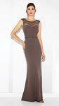 A-line Natural Waistline Beaded Illusion Jeweled Neck Sweetheart Cap Sleeves Twill Mother-of-the-Bride Dress