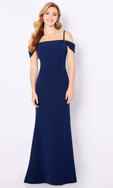 Natural Princess Seams Waistline Floor Length Cold Shoulder Sleeves Thick Straps Square Neck Sheath Fitted Open-Back Back Zipper Beaded Sheath Dress/Evening Dress