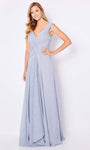 Tall A-line V-neck Natural Waistline Pleated Back Zipper V Back Sleeveless Floor Length Evening Dress