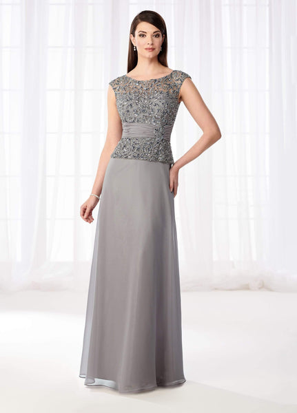 A-line Chiffon Cocktail Ruched Beaded Illusion 3/4 Cap Sleeves Bateau Neck Sweetheart Dress