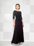A-line Cocktail Bateau Neck Sweetheart Illusion Beaded Ruched Chiffon 3/4 Cap Sleeves Dress
