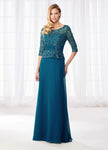 A-line Cocktail Chiffon Bateau Neck Sweetheart 3/4 Cap Sleeves Illusion Ruched Beaded Dress