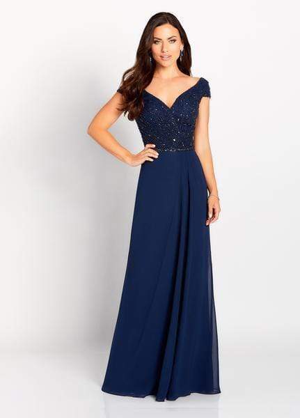 Cameron Blake - 119641 Asymmetrical Beaded Chiffon Gown
