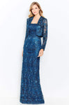 Back Zipper Applique Fitted Sequined Beaded Long Sleeves Sleeveless Sheath Lace Natural Waistline Sheath Dress with a Brush/Sweep Train