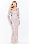 Sheath Lace Long Sleeves Sleeveless Beaded Back Zipper Sequined Fitted Applique Natural Waistline Sheath Dress with a Brush/Sweep Train