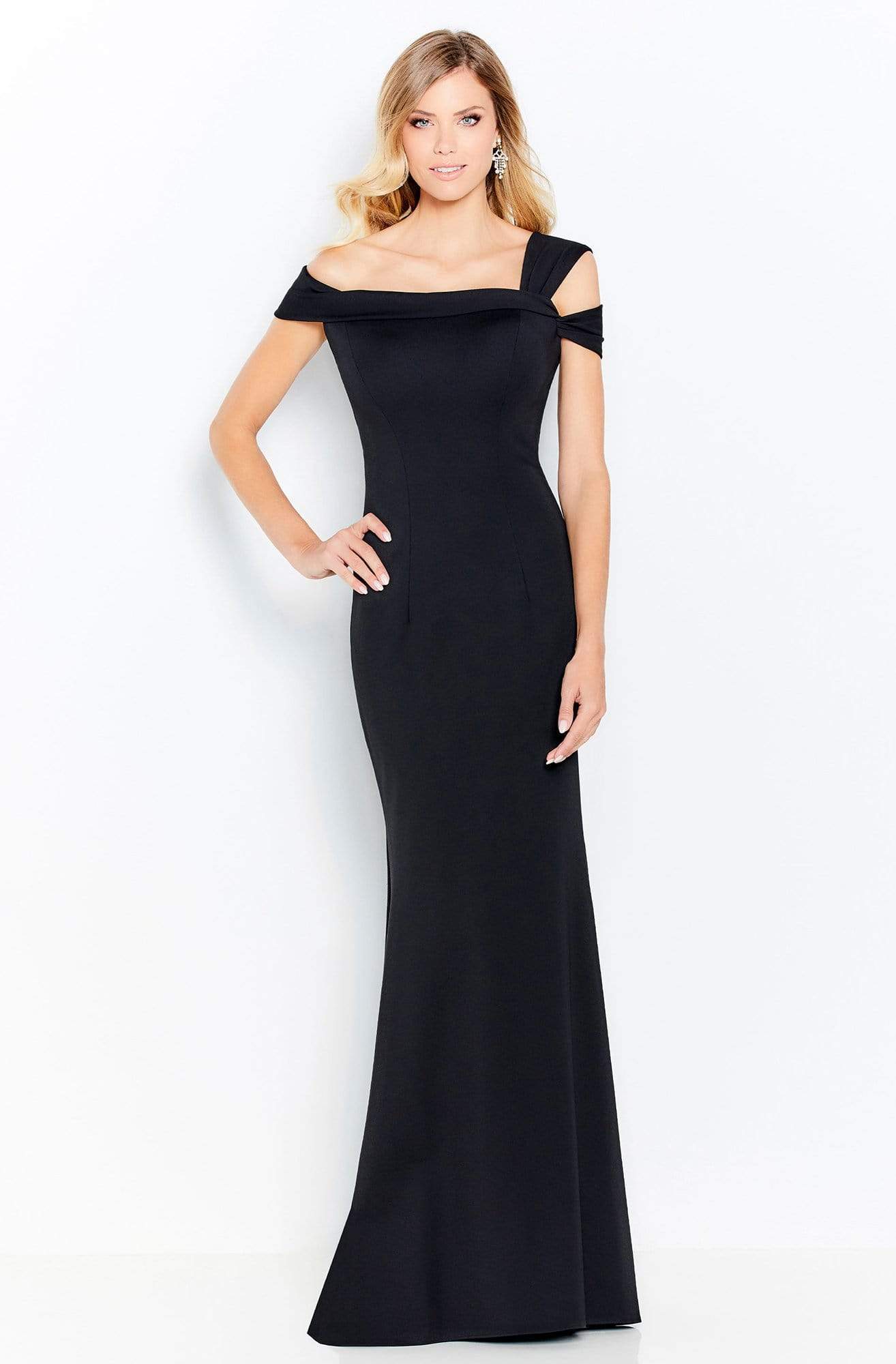 Cameron Blake - 120604 Asymmetrical Seamed Evening Dress
