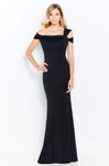 Sophisticated Jersey Floor Length Gathered Asymmetric Fitted Sheath Natural Princess Seams Waistline Fall Sheath Dress/Evening Dress with a Brush/Sweep Train
