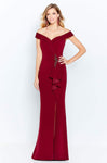 Sheath Off the Shoulder Natural Waistline Slit Beaded Fitted Sheath Dress/Mother-of-the-Bride Dress with a Brush/Sweep Train With Ruffles