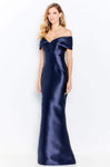 Fitted Floor Length Natural Waistline Off the Shoulder Mermaid Evening Dress with a Brush/Sweep Train