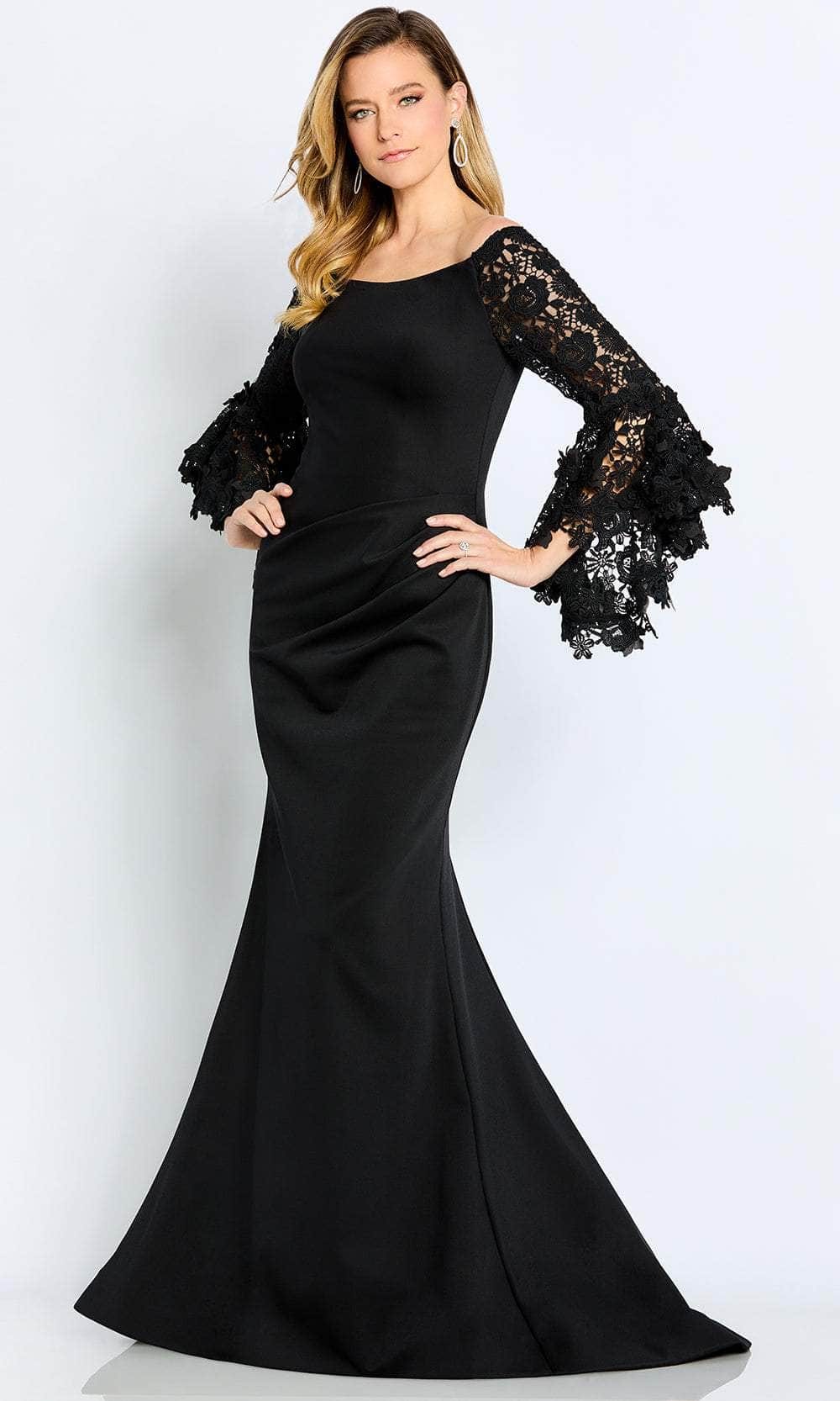 Cameron Blake CB104 - Laced Long-Sleeved Formal Gown
