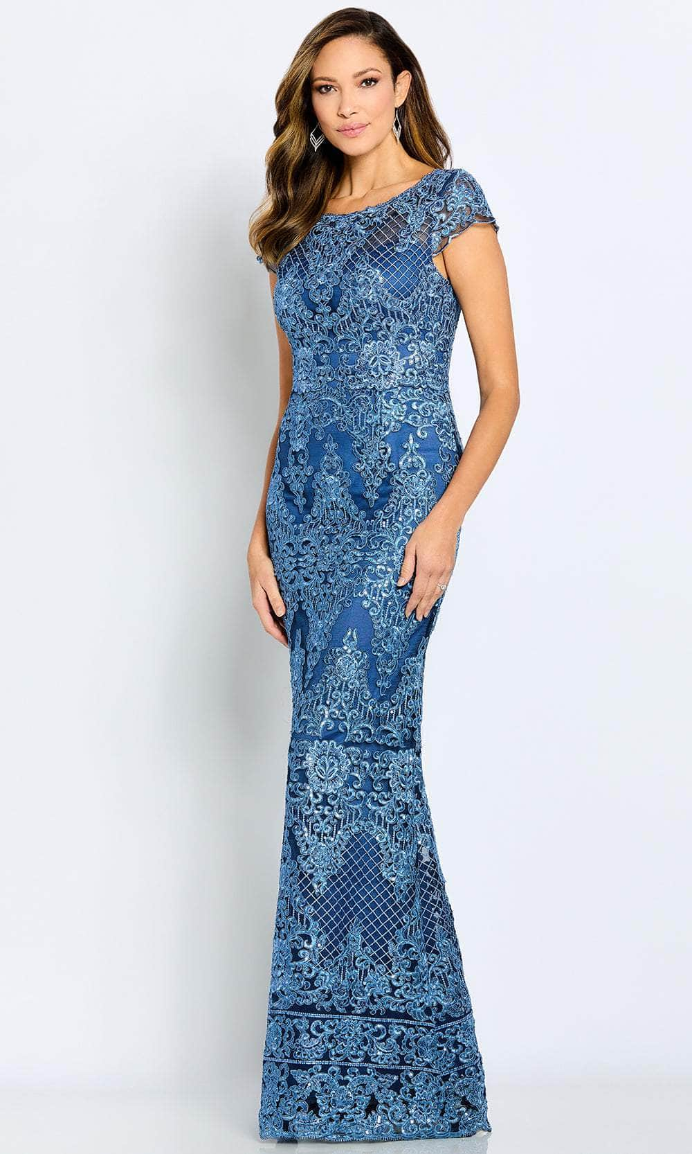 Cameron Blake CB105 - Bateau Sequin Lace Evening Gown
