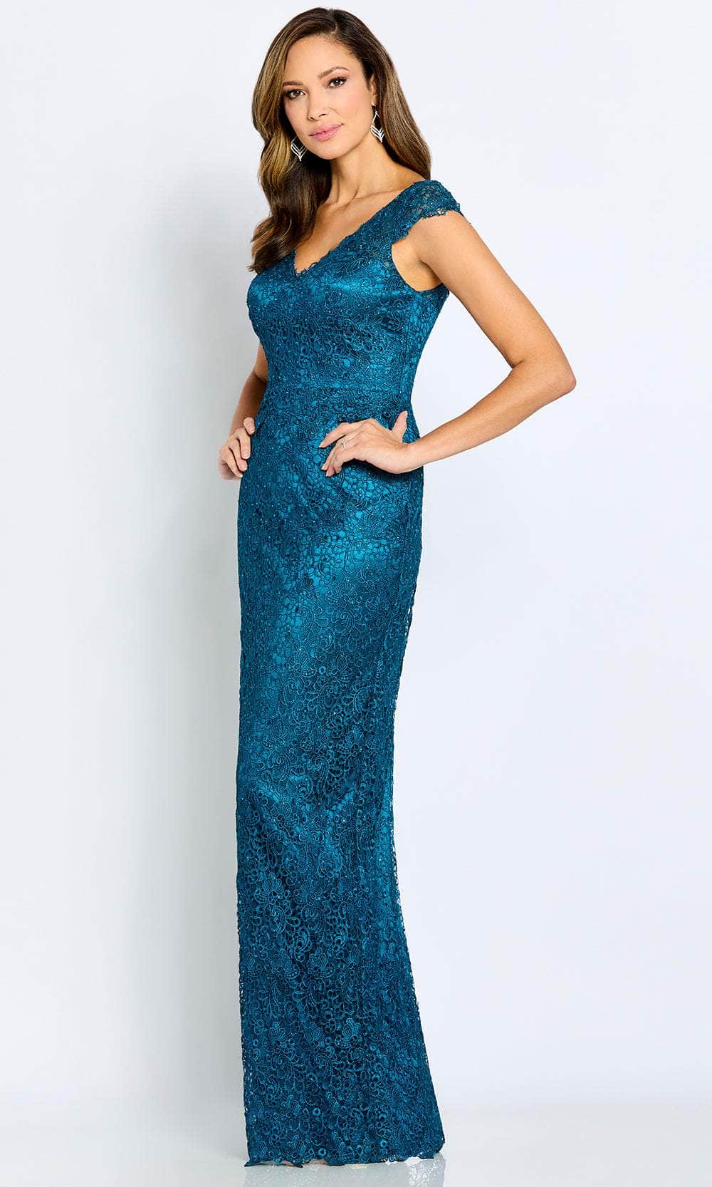 Cameron Blake CB107 - Beaded Lace Sheath Evening Gown
