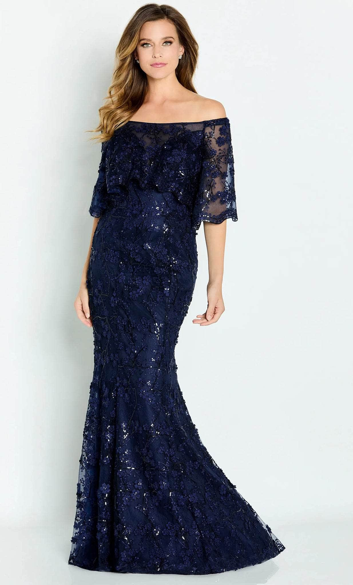 Cameron Blake CB135 - Off Shoulder Floral Lace Prom Gown
