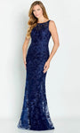 Bateau Neck Sweetheart Natural Waistline Sheath Lace Sleeveless Illusion Mesh Sheath Dress/Evening Dress With a Ribbon