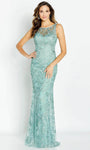 Mesh Illusion Sheath Natural Waistline Lace Bateau Neck Sweetheart Sleeveless Sheath Dress/Evening Dress With a Ribbon