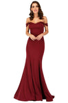 Sophisticated Open-Back Back Zipper Draped Natural Waistline Cap Sleeves Off the Shoulder Floor Length Mermaid Dress with a Court Train with a Brush/Sweep Train