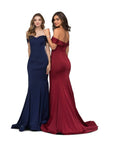 Sophisticated Open-Back Back Zipper Draped Natural Waistline Mermaid Cap Sleeves Off the Shoulder Floor Length Dress with a Court Train with a Brush/Sweep Train