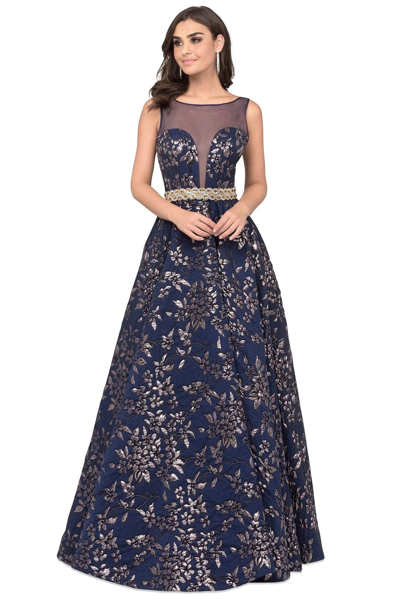 Cecilia Couture - 1456 Illusion Bateau Printed A-line Gown
