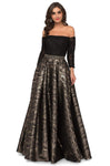 A-line Elasticized Natural Waistline Glittering Pleated Belted Fitted Off the Shoulder Party Dress