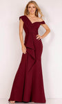 Sophisticated Asymmetric Pleated Back Zipper One Shoulder Empire Waistline Mermaid Floor Length Prom Dress With a Bow(s)