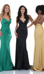 V-neck Sleeveless Floor Length Mermaid Ruched Fitted Back Zipper Natural Waistline Prom Dress with a Brush/Sweep Train