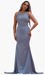 Sophisticated Beaded Keyhole Fitted Back Zipper Cutout Illusion Mermaid Scoop Neck Cocktail Floor Length Natural Waistline Sleeveless Evening Dress/Prom Dress with a Brush/Sweep Train