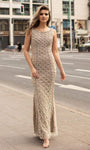 Modest Sleeveless Scoop Neck Natural Waistline Beaded Back Zipper Sheath Floor Length Sheath Dress/Prom Dress