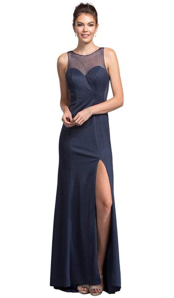 Sophisticated Bateau Neck Sweetheart Sheath Sleeveless Natural Waistline Open-Back Sheer Fitted Illusion Sheath Dress/Prom Dress with a Brush/Sweep Train