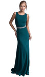 Sophisticated Natural Waistline Fit-and-Flare Sheath Bateau Neck Flutter Sleeves Sleeveless Fitted Belted Back Zipper Floor Length Sheath Dress/Evening Dress with a Brush/Sweep Train