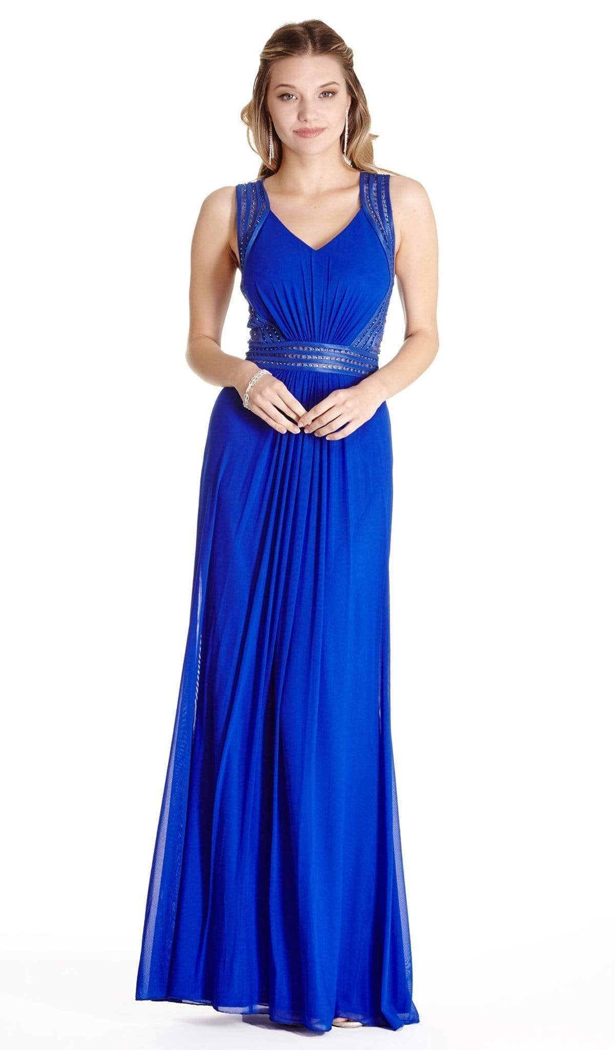 Aspeed Design - Chic V-neck Sheath Evening Dress
