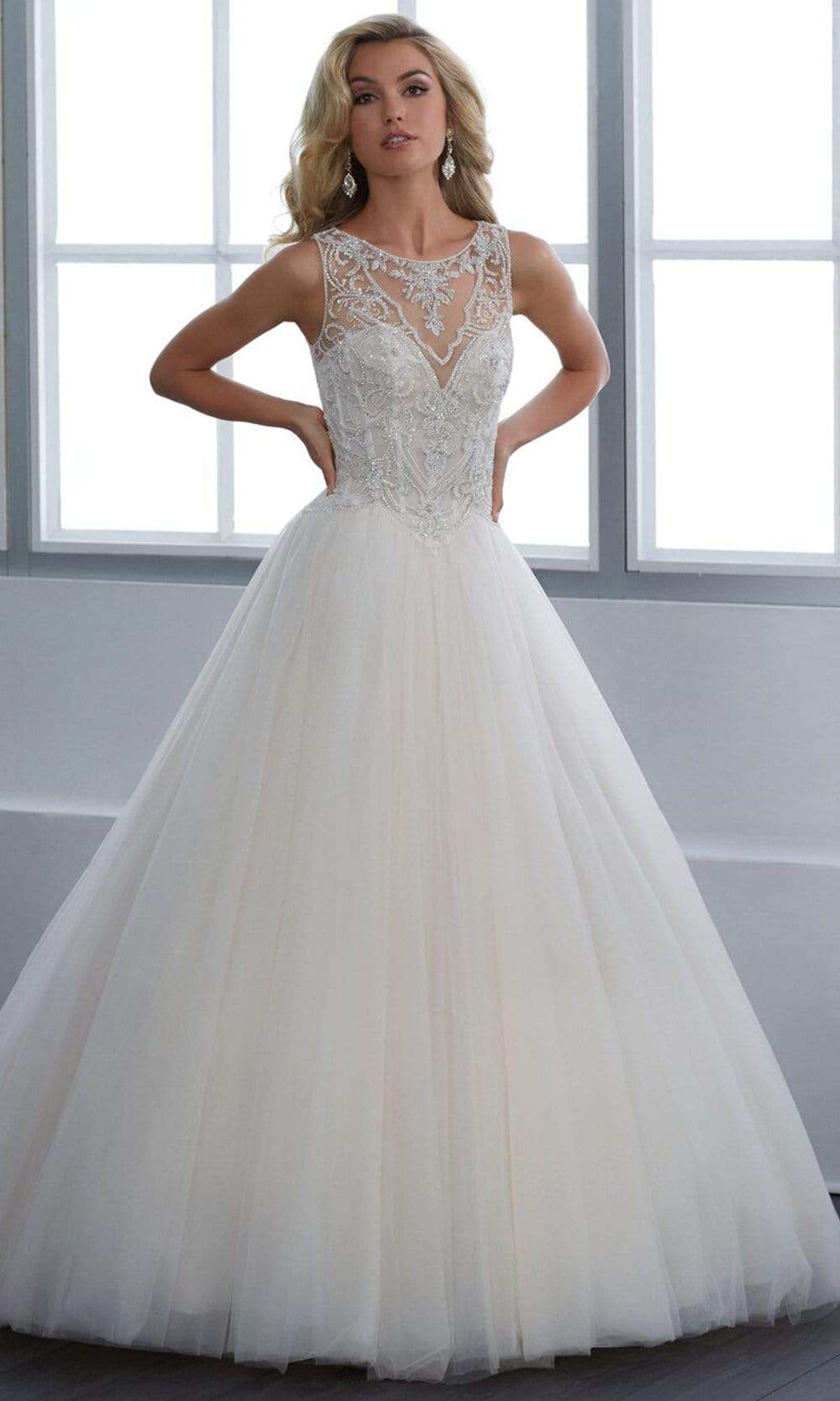 Christina Wu Brides - 15664 Beaded Illusion A-Line Gown With Chapel Train
