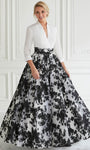 Sophisticated V-neck Floor Length Floral Print Natural Waistline Pleated Belted Ruched Collared Plunging Neck Dress