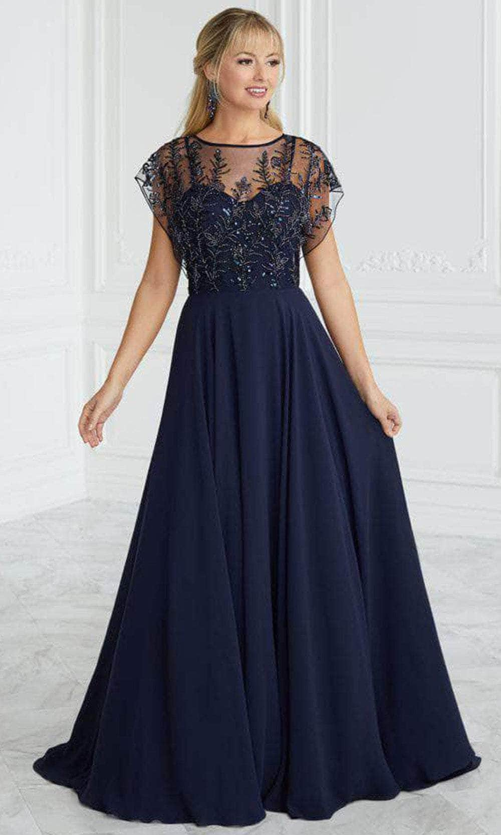 Christina Wu Elegance 17093 - Embellished Illusion Bateau Prom Gown
