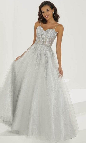 A-line Corset Natural Waistline Floor Length Sleeveless Spaghetti Strap Sweetheart Glittering Open-Back Back Zipper Applique Dress with a Brush/Sweep Train