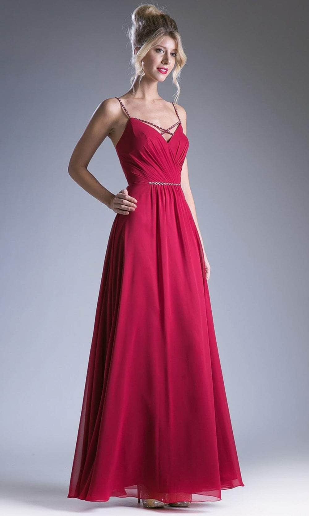 Cinderella Divine 1010 - Crisscross Neck Ruch Bod Chiffon Gown
