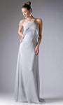 A-line Sleeveless Chiffon Floor Length Halter Flowy Back Zipper Natural Waistline Evening Dress with a Brush/Sweep Train