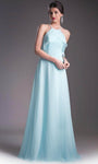 A-line Sleeveless Floor Length Halter Flowy Back Zipper Chiffon Natural Waistline Evening Dress with a Brush/Sweep Train