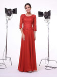 Sophisticated A-line Sheer Shirred Mother-of-the-Bride Dress With Rhinestones by Cinderella Divine